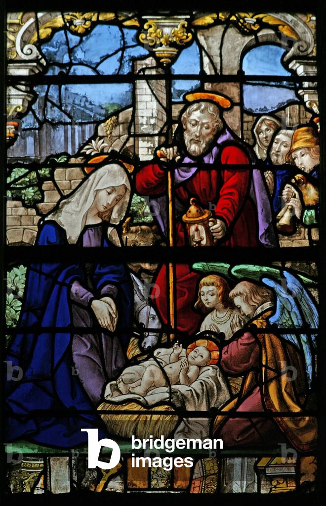 Window w20 depicting the Nativity (modern)(stained glass)