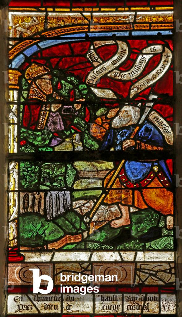 Window depicting Moses and the Burning Bush (stained glass)