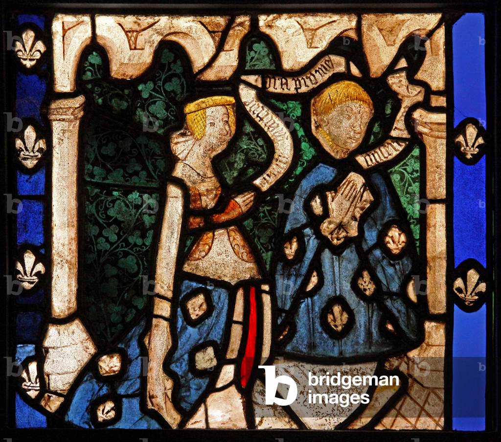 Window w9 depicting donors, from the Church of Betton, Britanny (stained glass)