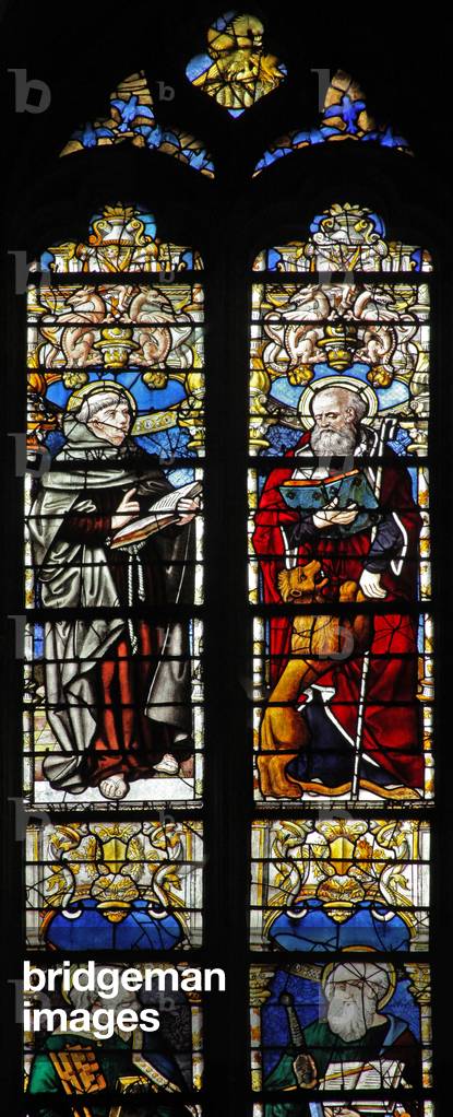 Window w1 depicting St Thibault and St Jerome (stained glass)