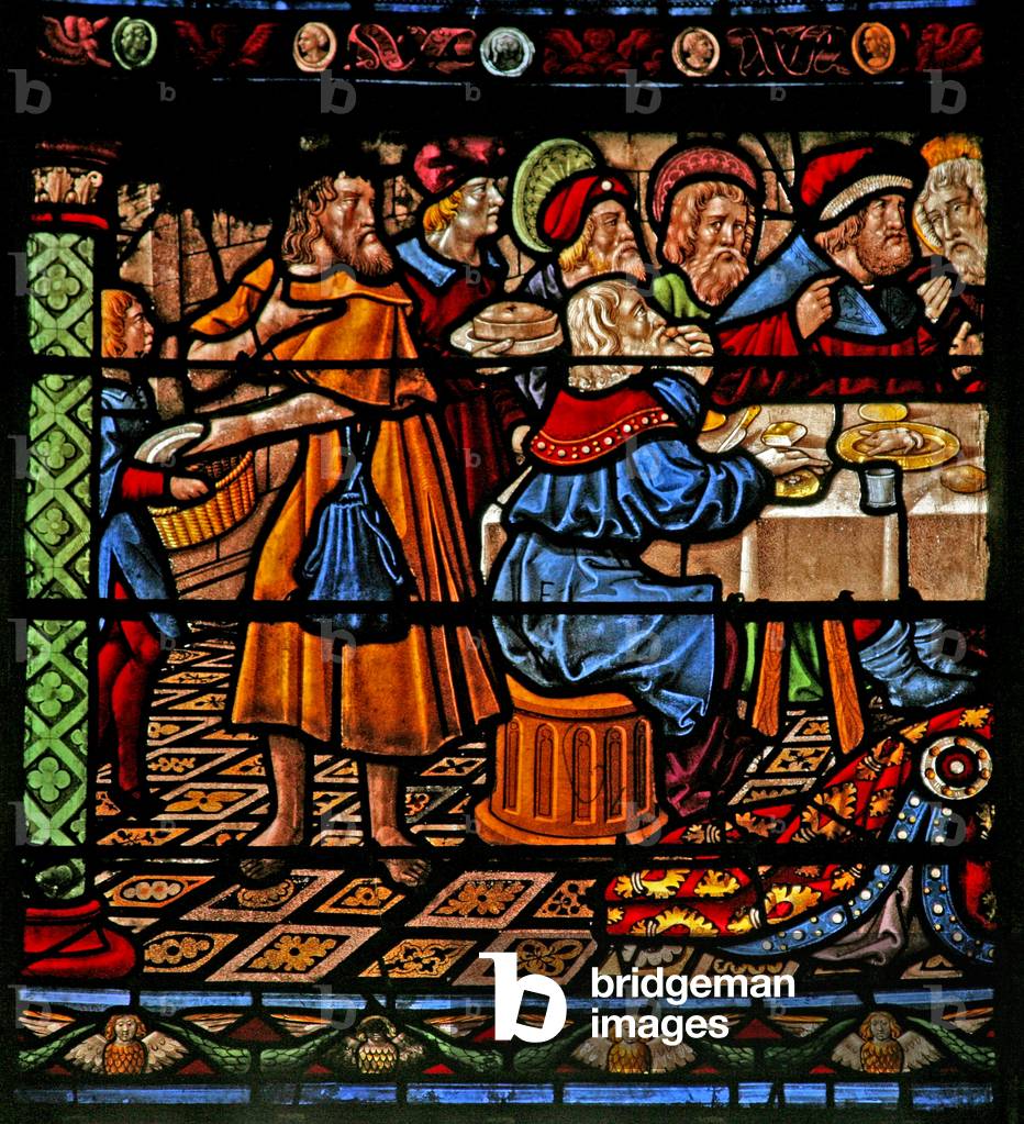 Window w6 depicting the meal at Simon's house? (stained glass)