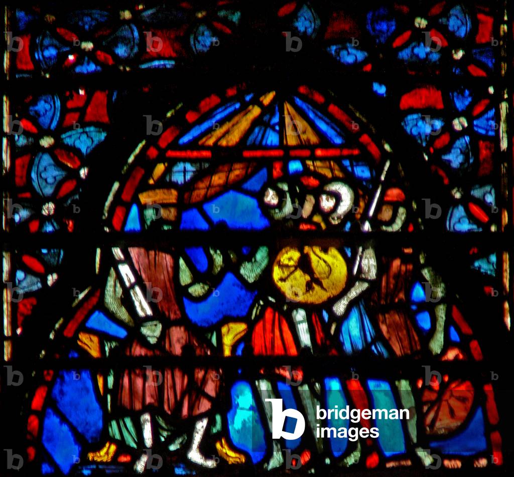 Window w4  Joshua gives orders (stained glass)