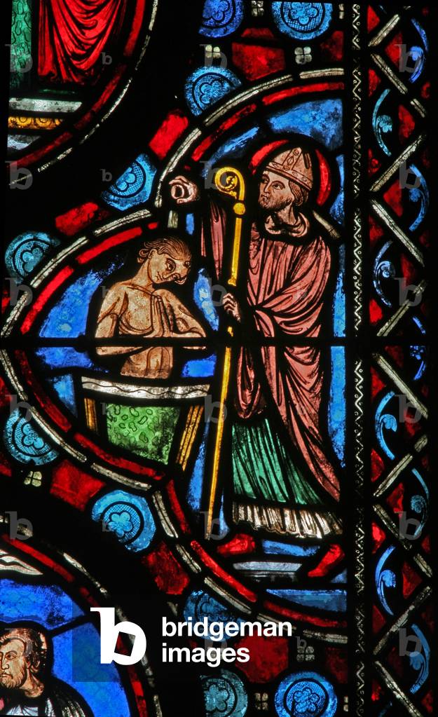 Window w1 depicting a baptism scene from the life of St Martin (stained glass)
