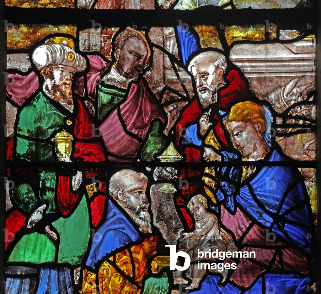 Window w16 depicting the Adoration of the Magi (stained glass)