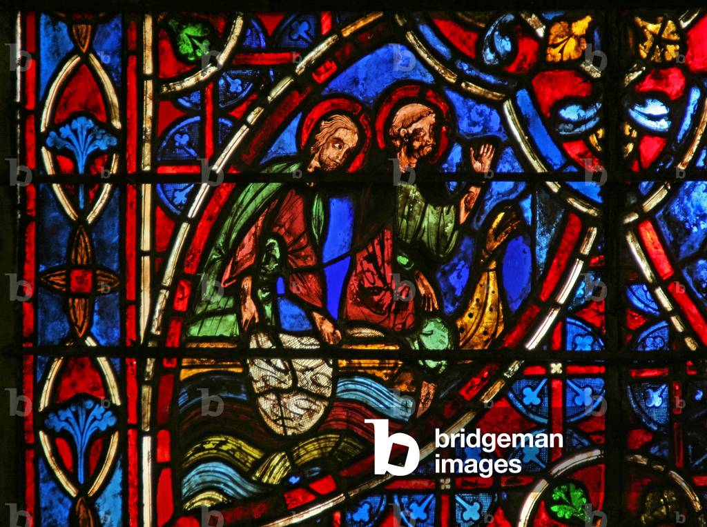 Window w7 depicting St Peter and miraculous draft of fish (stained glass)