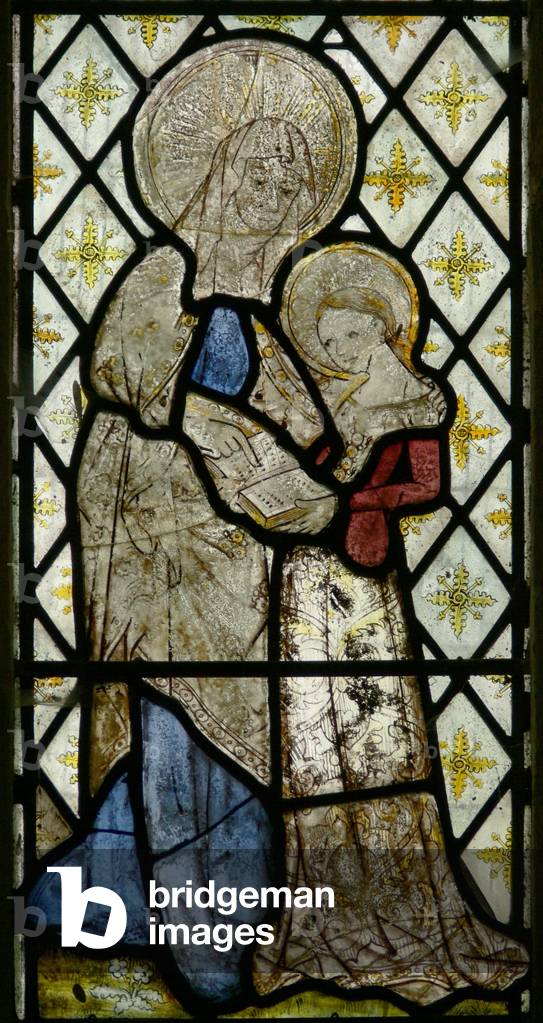 Window N1 depicting St Anne Teaching the Virgin to read (stained glass)