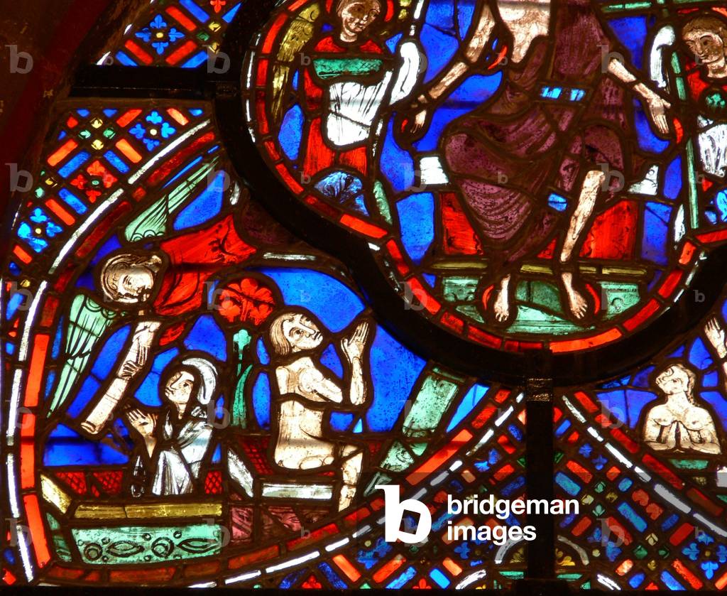 Window w0 depicting a scene from the Last Judgement: souls resurrecting (stained glass)