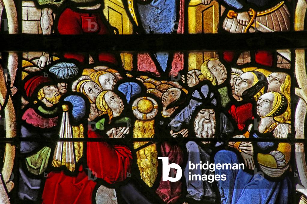 Window depicting Crowd at the Arrest of Saint Cler (stained glass)