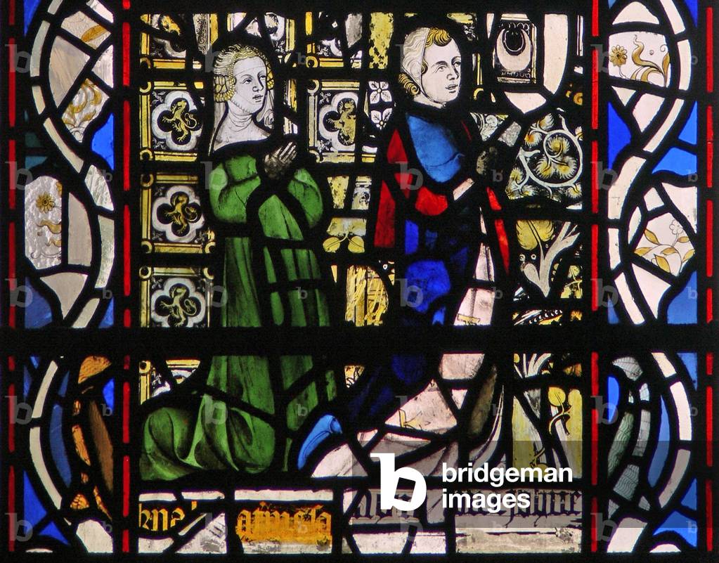 Window w43 depicting donors (stained glass)