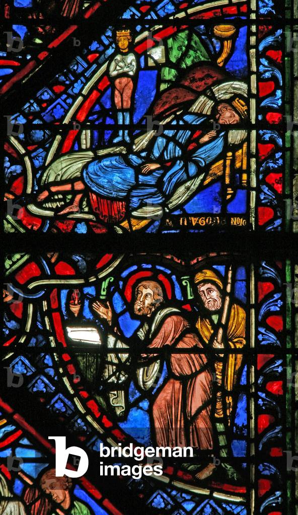 Window w2 depicting part of the Presentation in the Temple; Nebuchadnezzar's dream (stained glass)