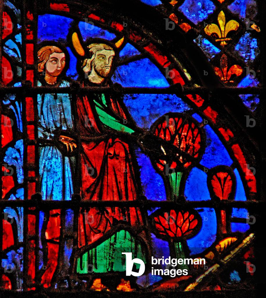 Window w3  Moses orders the expulsion of the unclean Numb V 3-4 (stained glass)