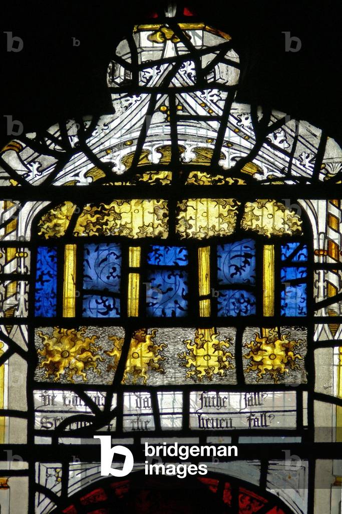 Window N3 depicting the Last Fifteen Days of the World (the Pryke of Conscience window): the stars fall (stained glass)