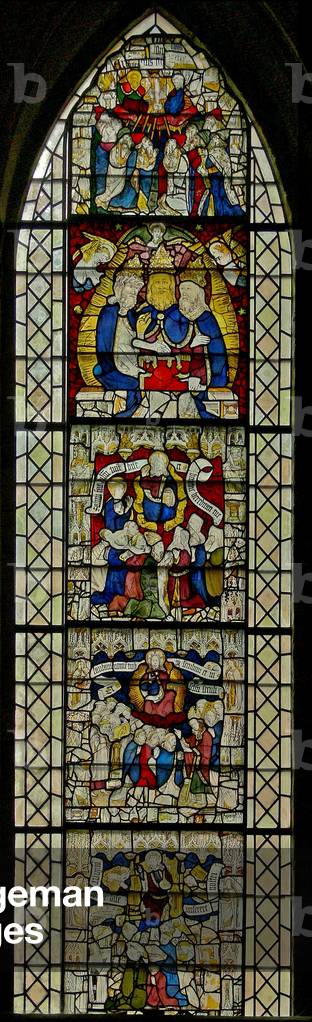 Window w25 depicting the Te Deum (stained glass)