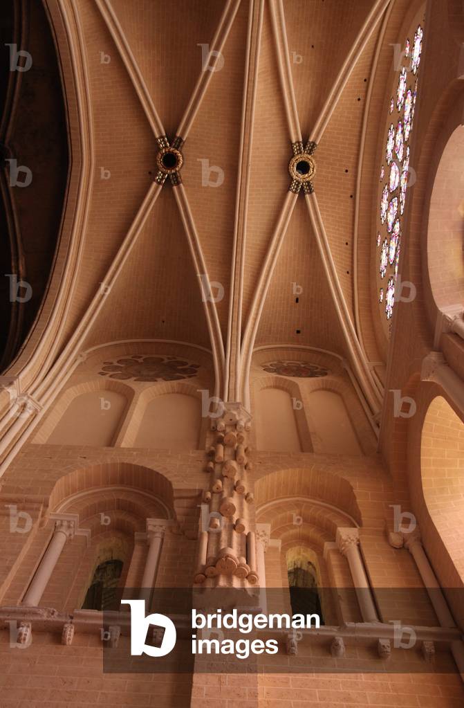 An interior view of the western-most bay in front of the rose window