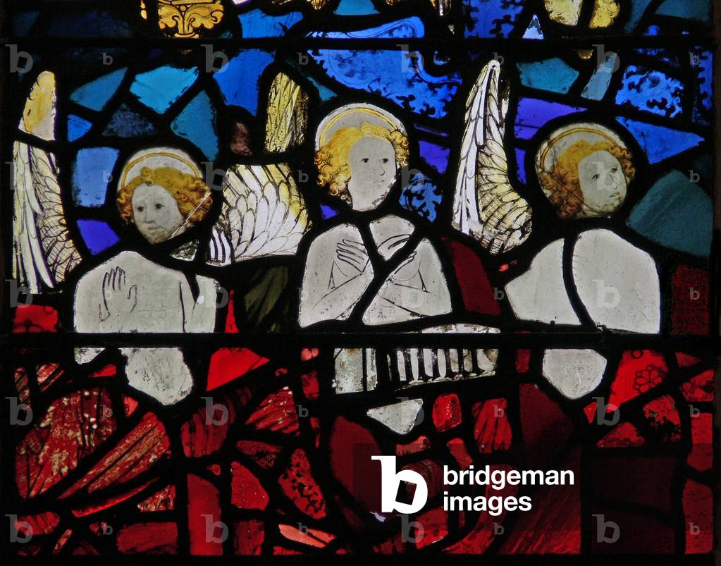 Window s3 depicting the angelic Hierarchy: Seraphim (stained glass)