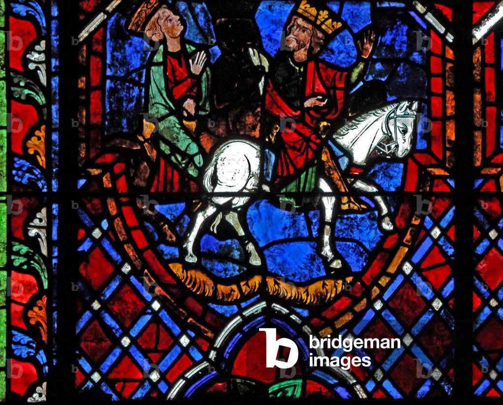 Window w01 depicting the Magi travelling in a boat (stained glass)