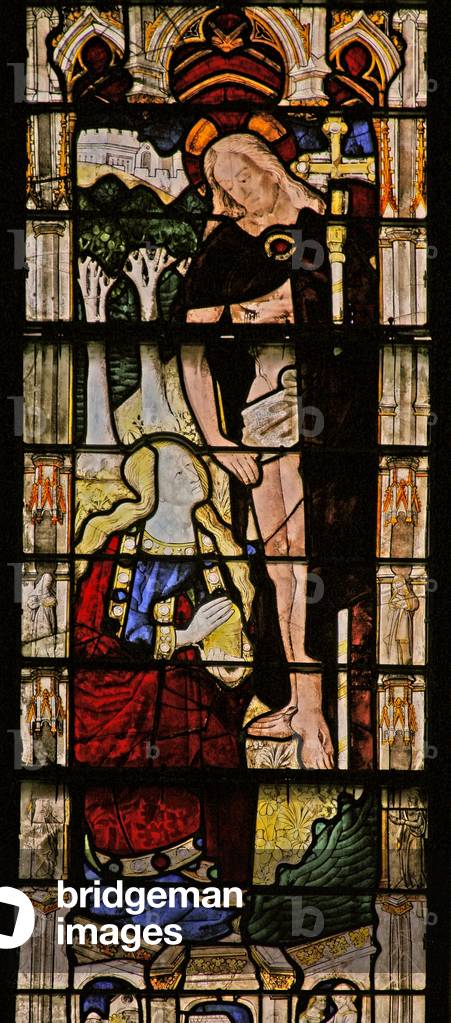 Window w8 depicting a Resurrection scene: the appearance to Mary Magdalene (stained glass)