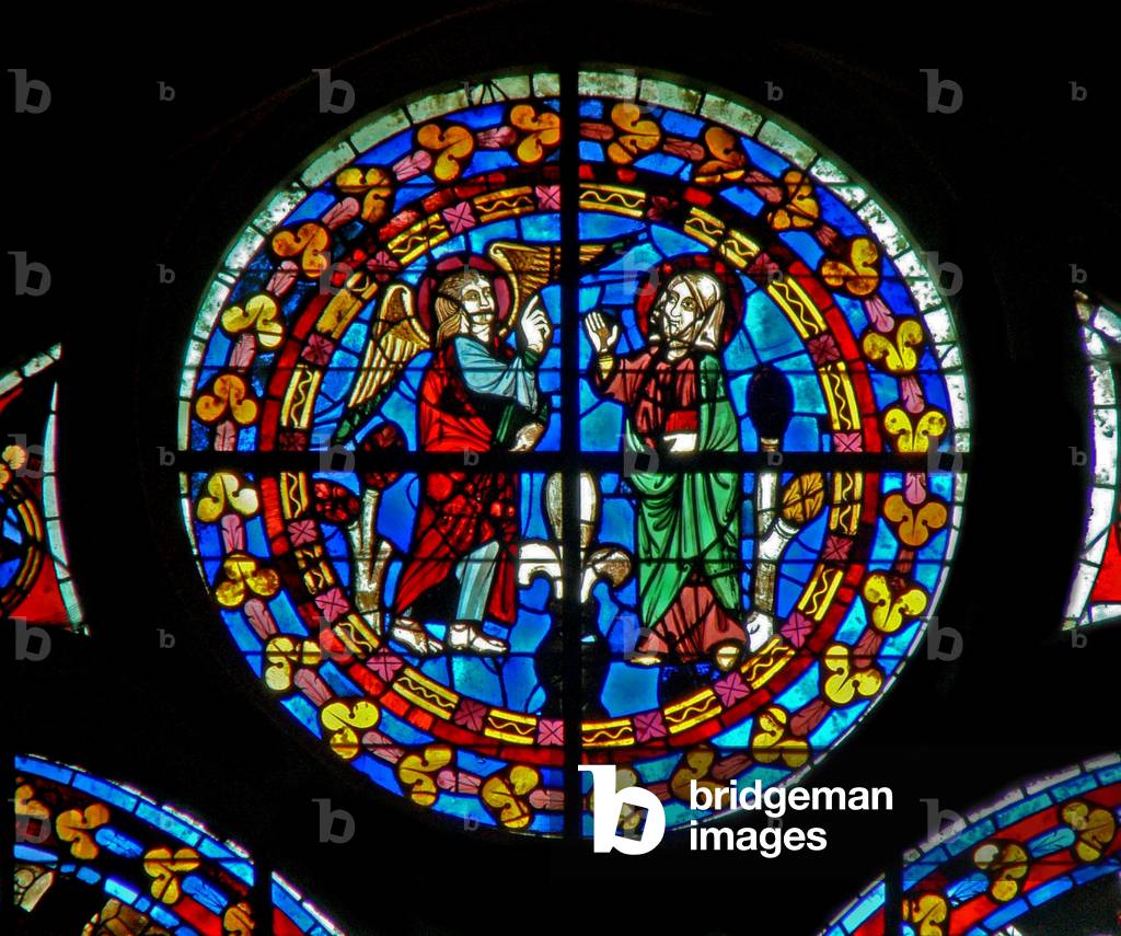 Window w130 depicting the Annunciation (stained glass)