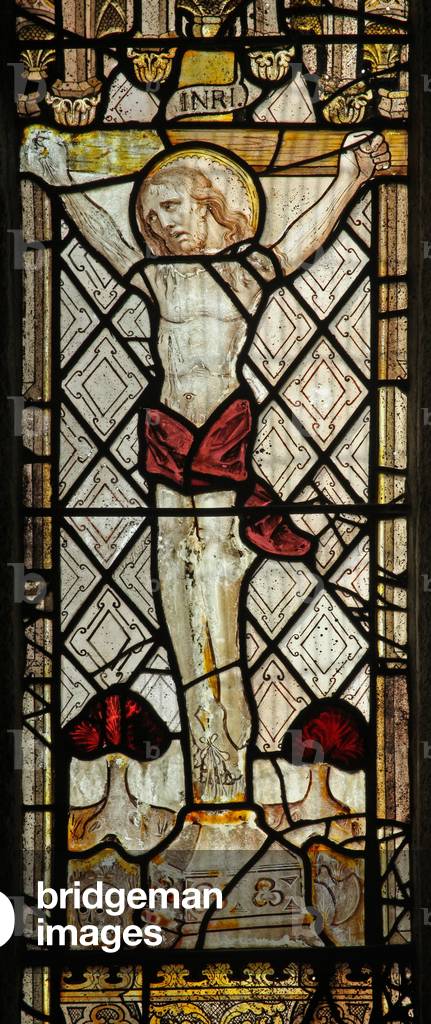 Window s4 depicting the Crucifixion (stained glass)