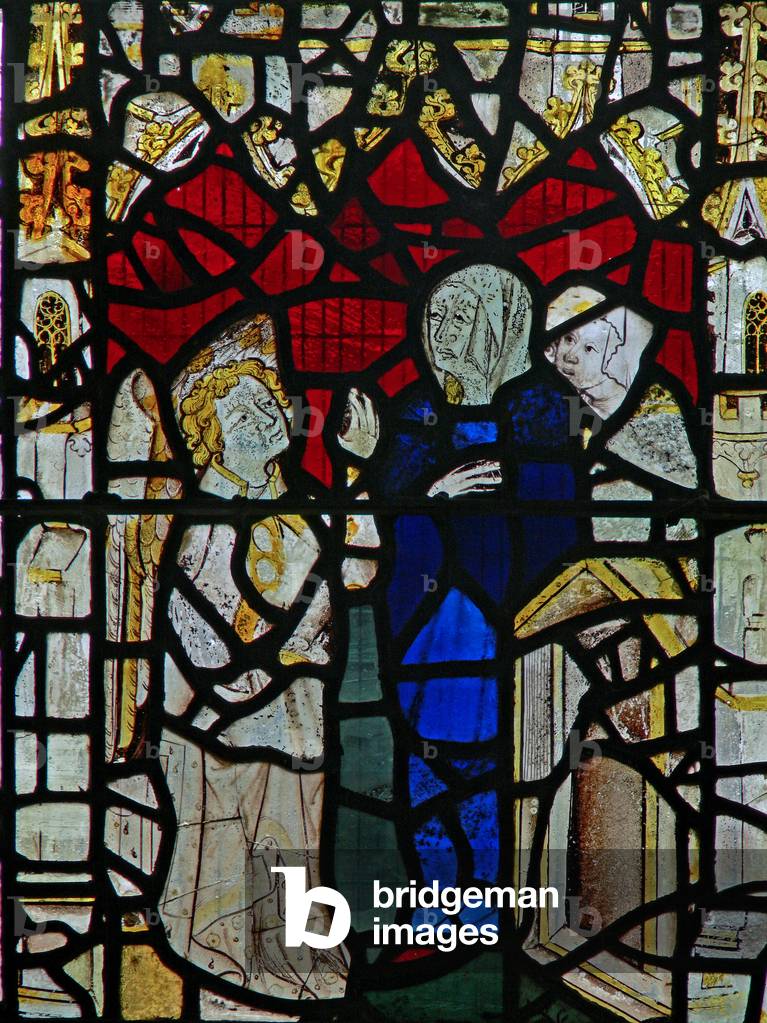 Window Ww depicting a Resurrection scene: the Holy Women at the Tomb (stained glass)