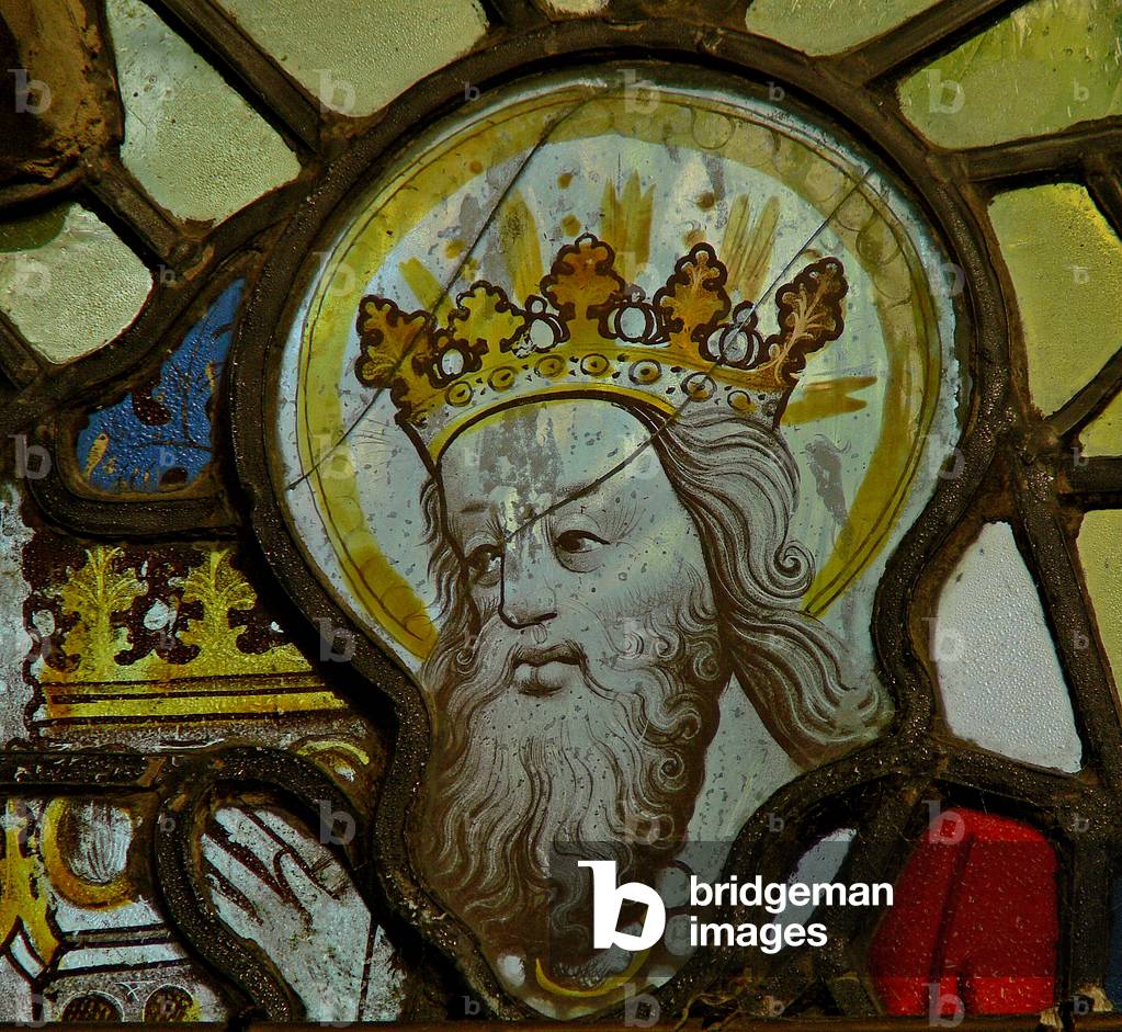 Window Nw depicting God - from a Coronation of the Virgin? (stained glass)