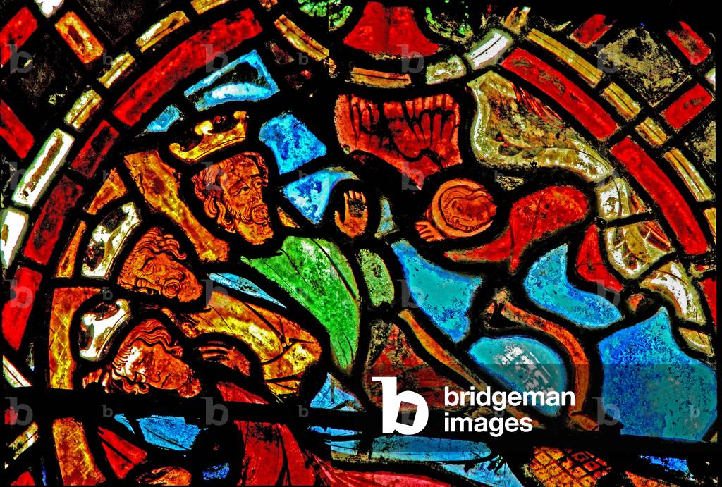 Window w3 depicting the Magi being warned in a dream (stained glass)