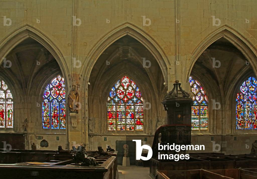 Window  depicting a view of the south side of the church (stained glass)