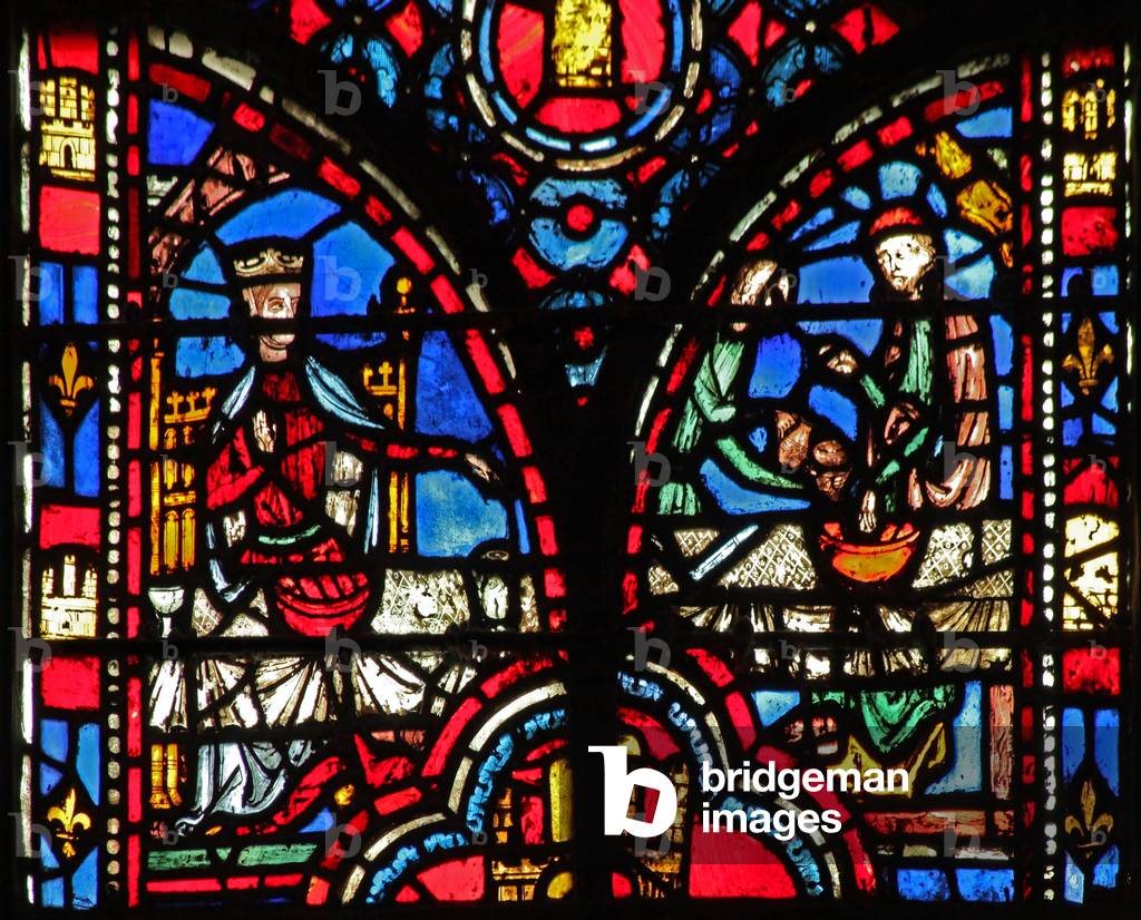 Window w13  Esther requests a banquet Esth V 6-8 (stained glass)