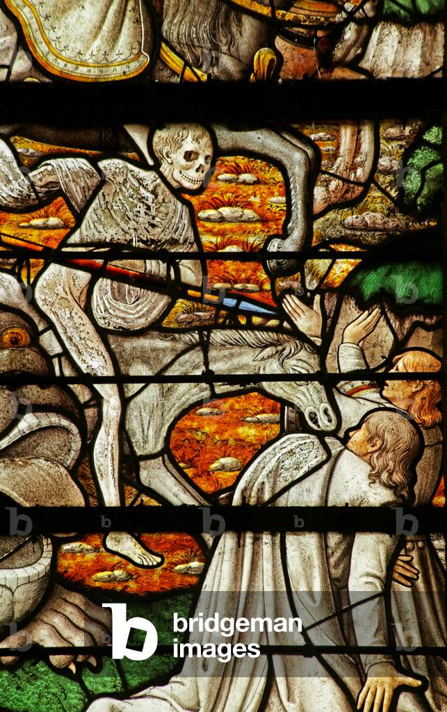 Window depicting the Revelation: the Four Horsemen of the Apocalypse (stained glass)