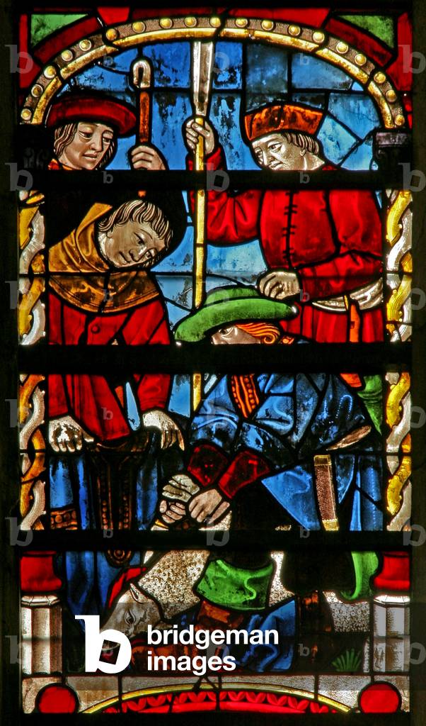 Window w234 depicting Joseph's coat is blodded (stained glass)