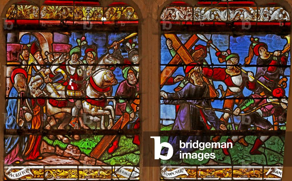 Window depicting the Via Crucis (stained glass)