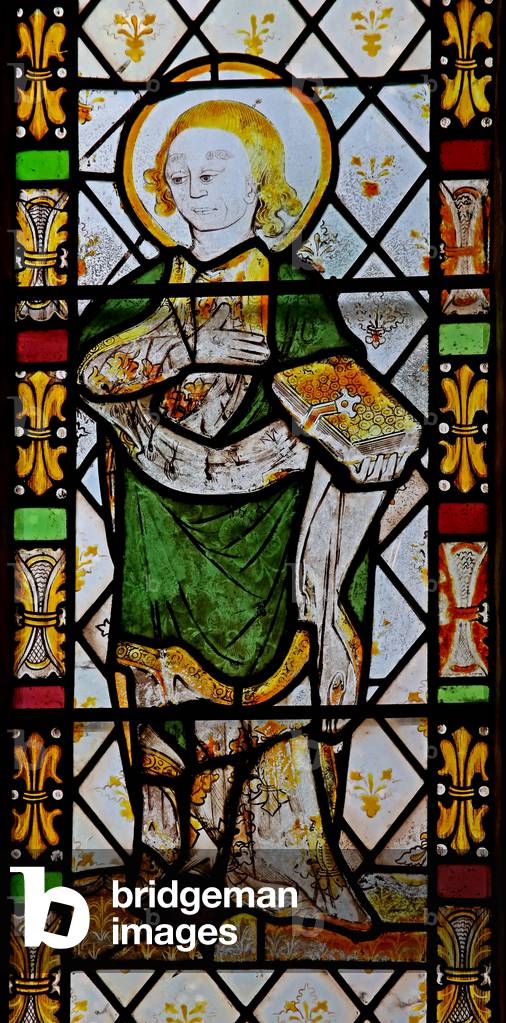 Window n3 depicting St John at the Crucifixion (stained glass)