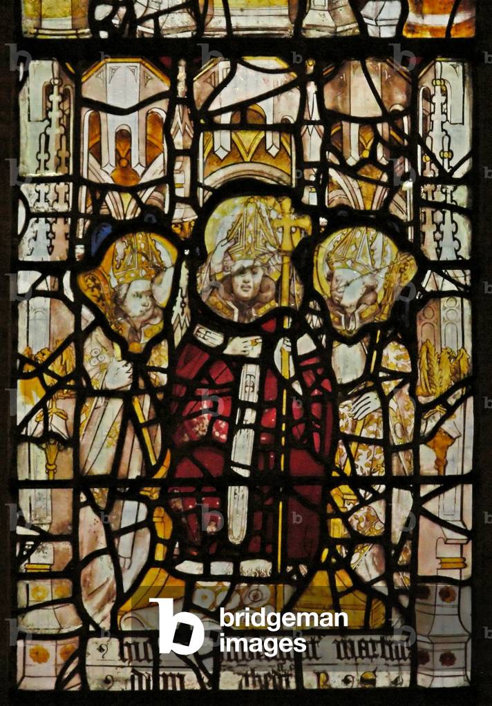 Window Nw depicting St Martin enthroned as a bishop (stained glass)