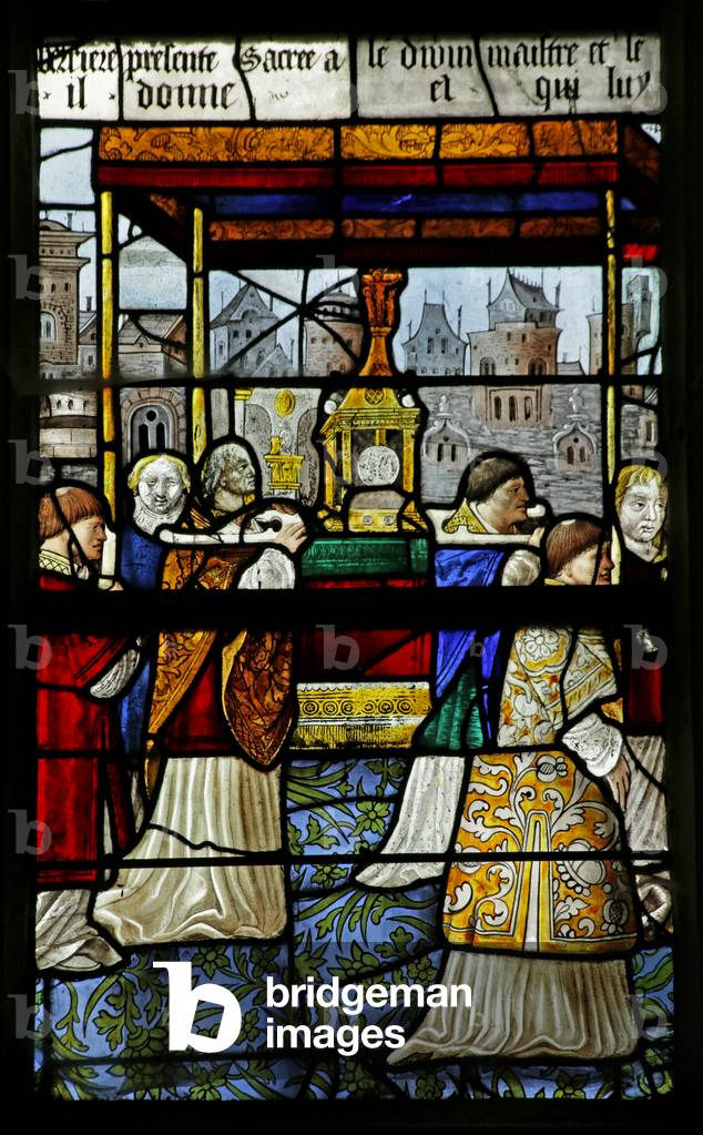 Window depicting A Procession of the Eucharist by the Confrérie du Saint-Sacrament (stained glass)
