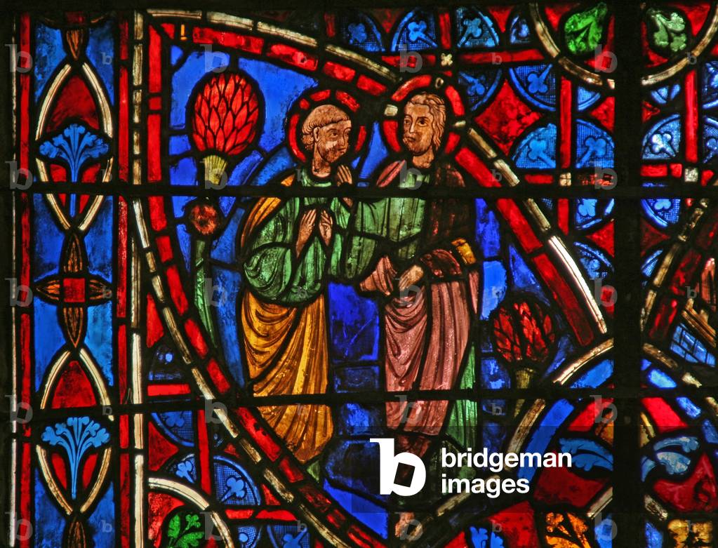 Window w7 depicting St Peter with Christ (stained glass)