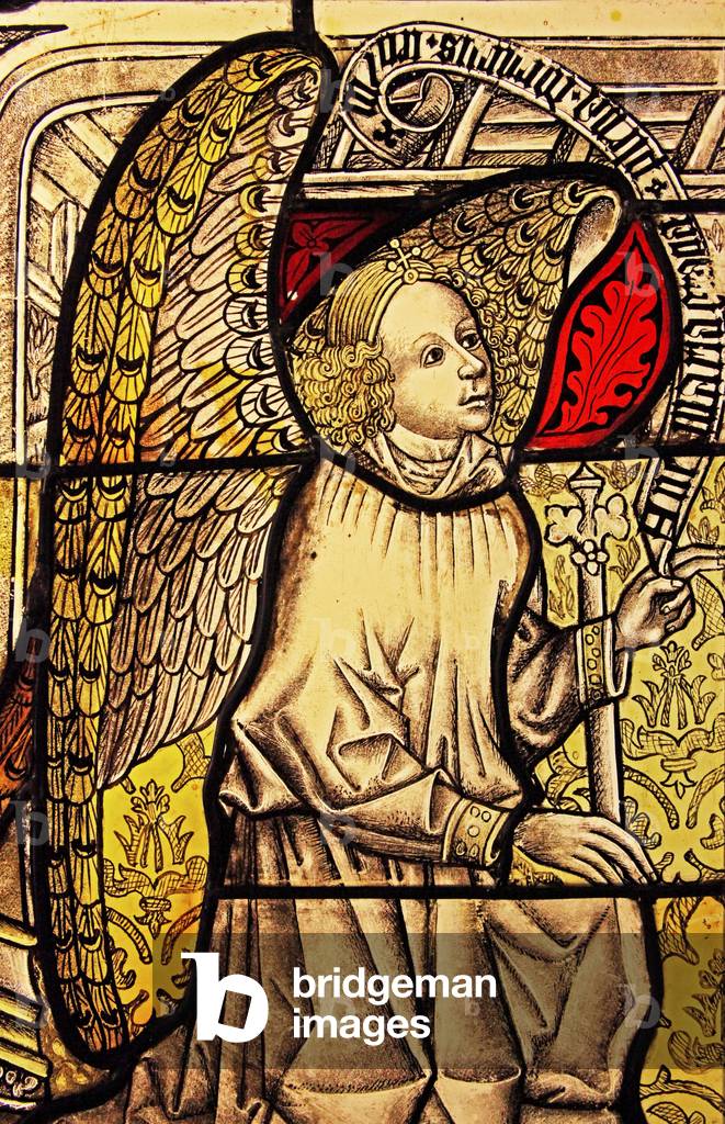 Depicting the angel Gabriel at the Annunciation, originally from the Upper Rhine (stained glass)