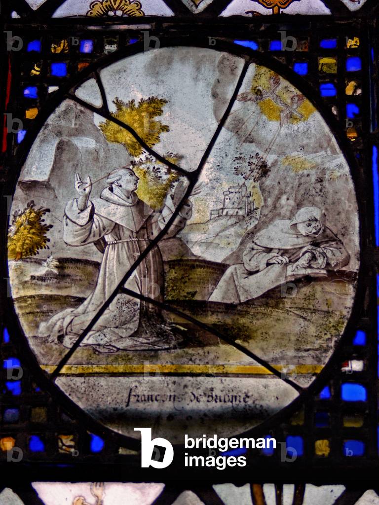 Window w9 depicting St Francis receives the stigmata (stained glass)