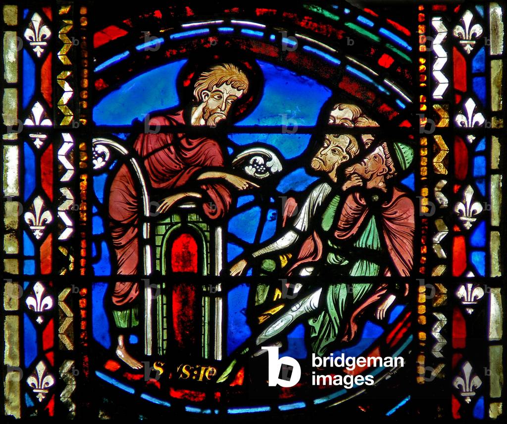 Window w53 depicting St John the Baptist preaching (stained glass)