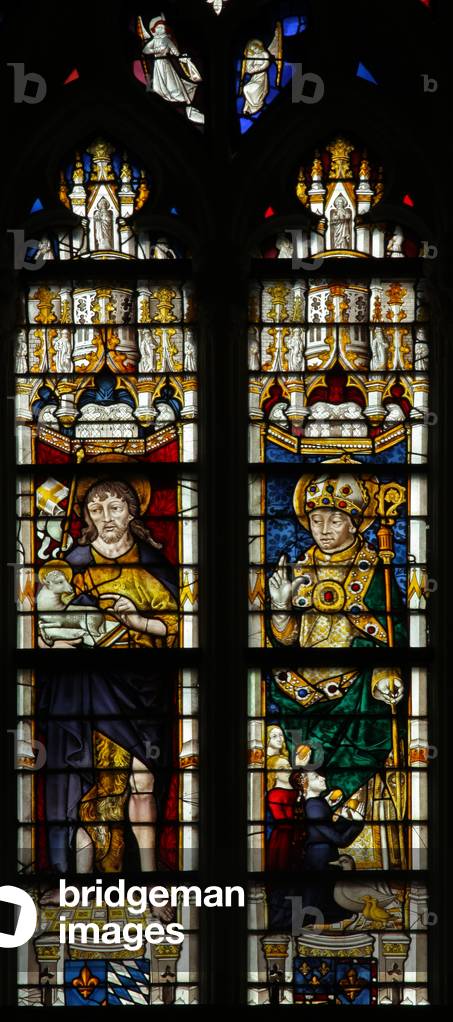 Window w237 depicting St John the Baptist and St Martin (stained glass)