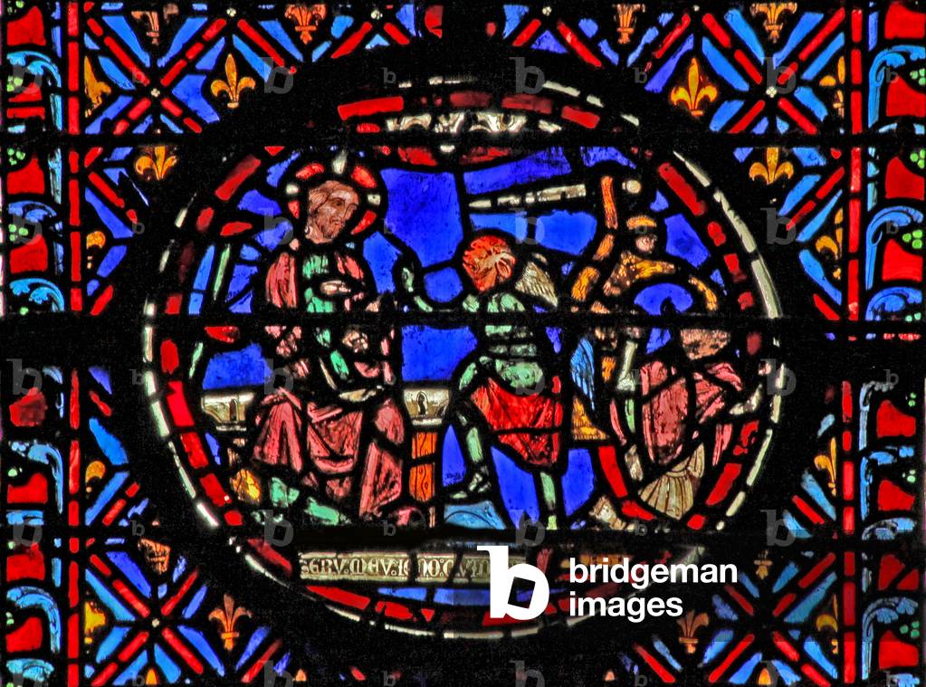 Window w12  God allows Satan to tempt Job Job I 7-12 (stained glass)