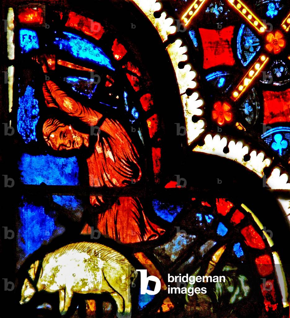 Window w3 depicting donors - butchers (stained glass)