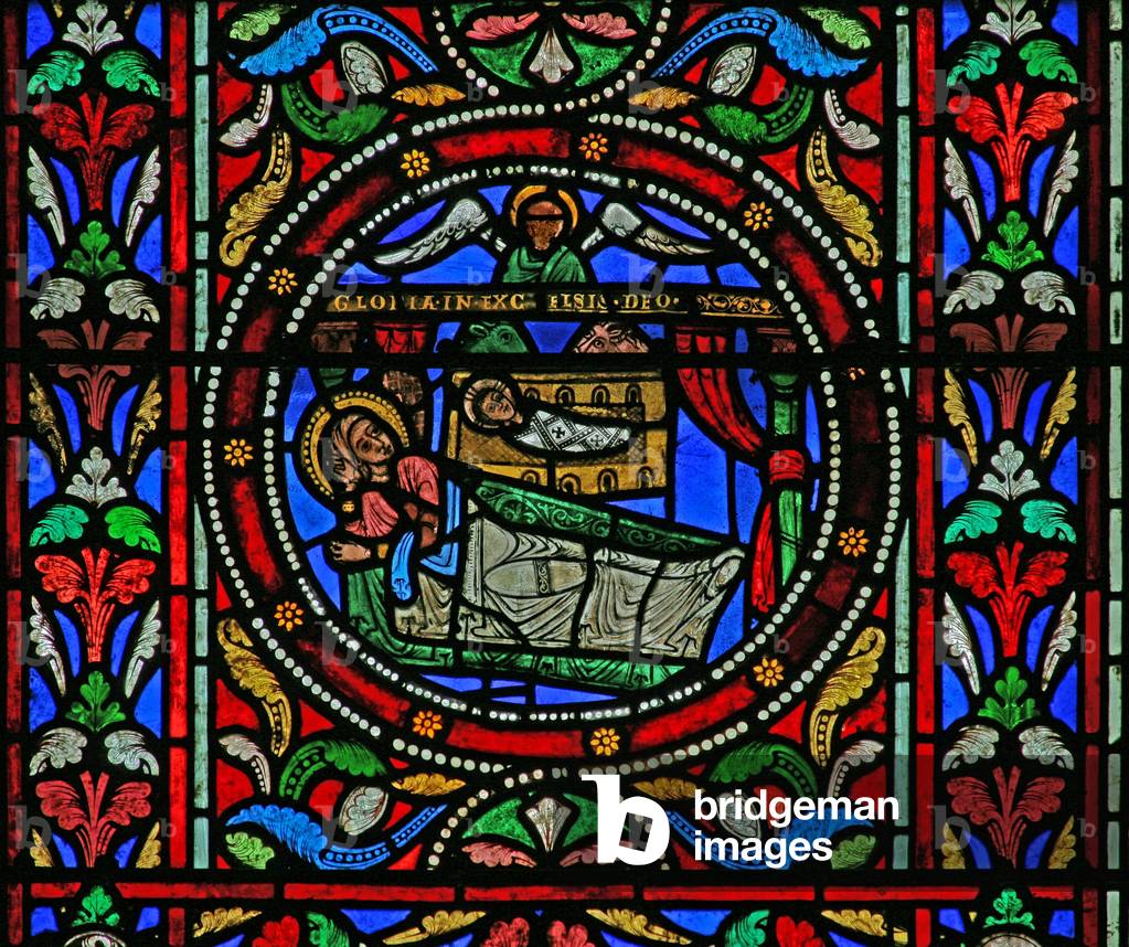 Window w13 depicting the Nativity (stained glass)