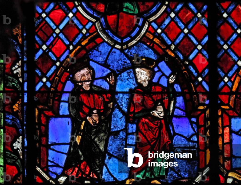 Window w01 depicting the Adoration of the Magi (stained glass)
