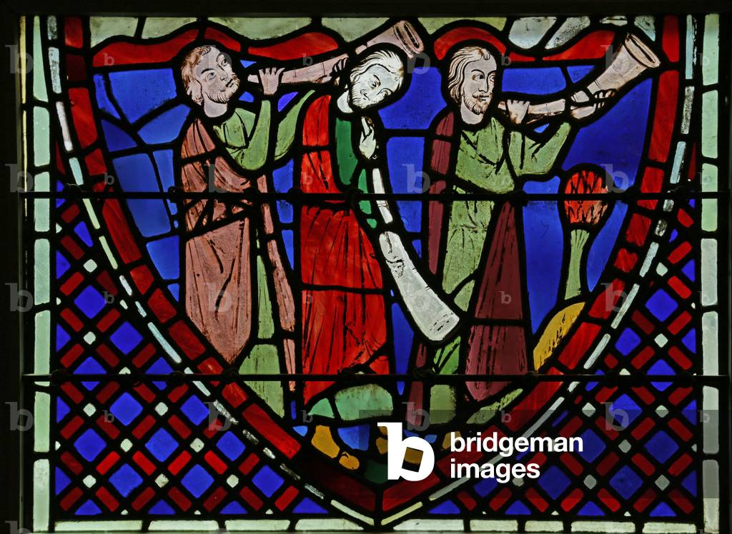 Window depicting sounding the Trumpet (stained glass)