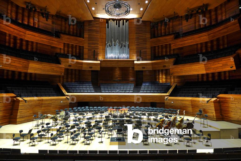 Auditorium - concert and recording studio of Radio France. Color photo