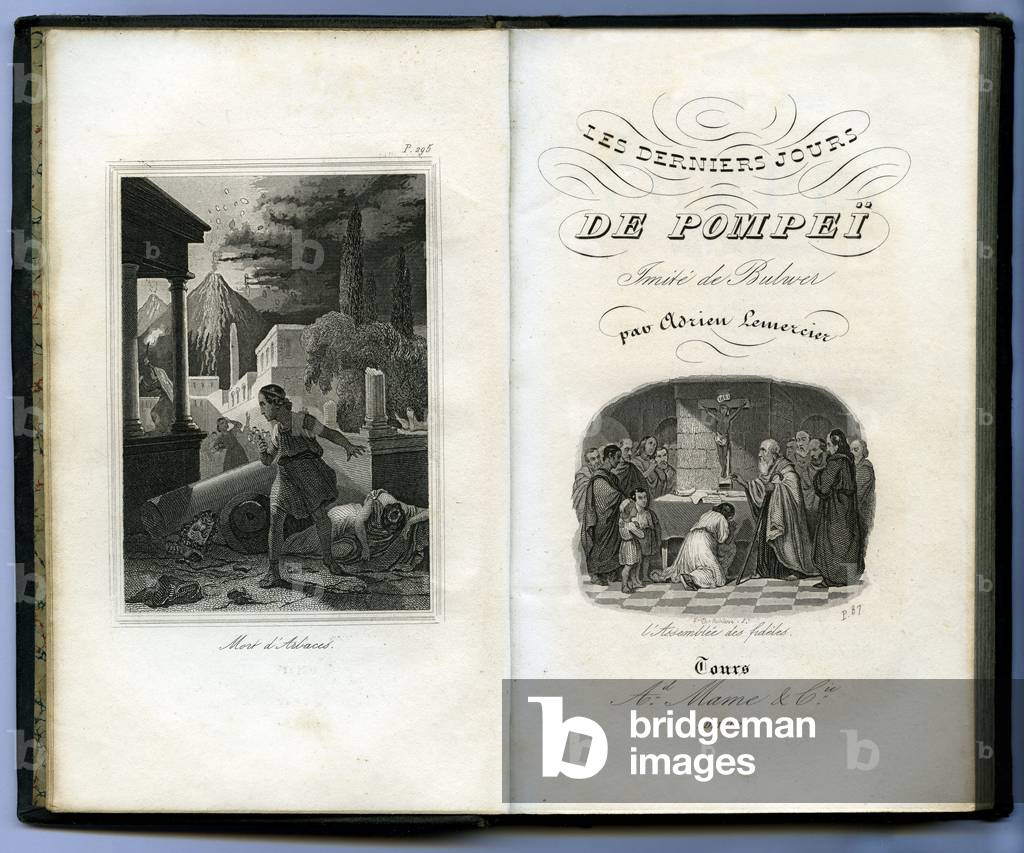 Titelseite einer französischen Ausgabe des Buches 'Les derniers jours de Pompej', Mitte des 19. Jahrhunderts (