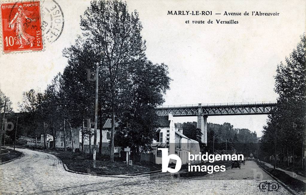 Marly-le-Roi (Marly le Roi), formerly Seine and Oise, department of Yvelines since 1968 - Ile de France): avenue de l'watreuvoir et route de Versailles, railway bridge - postcard ELD beginning 20th century (sent in 1908) -
