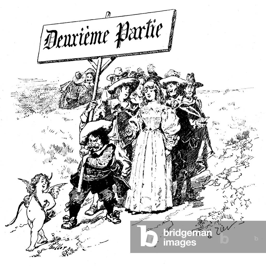 Illustration for Paul Scarron's “Roman Comique”, 19th century (engraving)