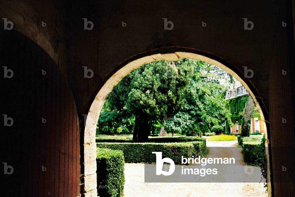 In the steps of Moliere to Pezenas (34, Herault, Languedoc): entrance to the park of the domain of La Grange des Pres. This place welcomed Moliere from 1653 to 1656, then the Comedie Francaise which played here many times, between 1893 and 1973.