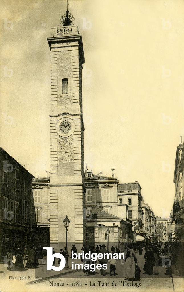 Nimes, France, Languedoc Roussillon (Languedoc-Roussillon), Gard (30): clock tower (1752-1754) - postcard beginning of the 20th century -